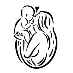 maternal love sketch vector design