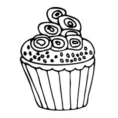Cupcakes Line Art Hand Drawn