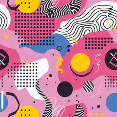 illustration of Geometric graphic memphis style background Seamless Pattern
