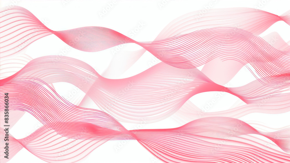 Poster pink gradient wavy lines pattern, vector graphic on white background, pink and red color scheme