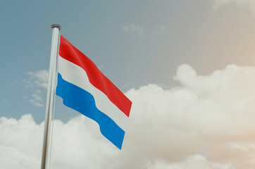 Luxembourg Flag with Sky Background 3d illustration image
