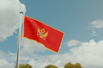 Montenegro Flag with Sky Background 3d illustration image

