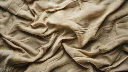 Close up view of wrinkled beige cloth texture