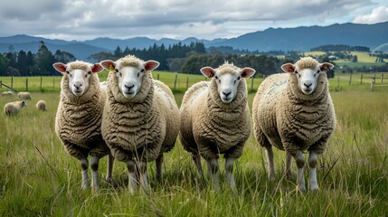 Picturesque view of sheep in shakespeare regional park, new zealand's scenic landscape