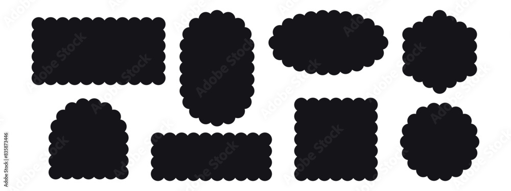 Poster a set of cute seamless tag forms. starburst, zigzag, circle, rectangle.curved box element with teeth
