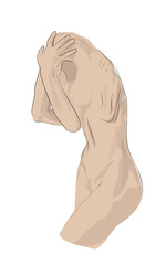 image of a human body pose on a white background