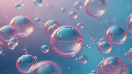 3D abstract art background with floating liquid blobs, soap bubbles, and metaballs.