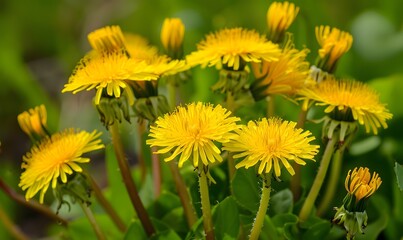 Flourishing Dandelion Taraxacum, Generative AI 