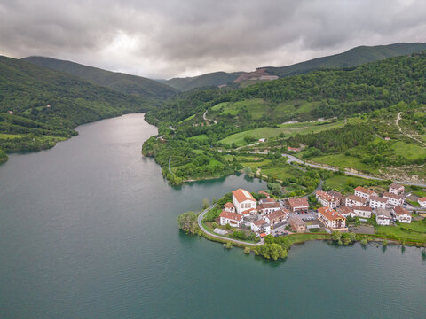 Eugi swamp full. Esteribar Valley at sunset Navarra