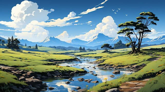 A peaceful image of a wetland ecosystem, teeming with wildlife, emphasizing the role of wetlands in carbon sequestration and their importance in the fight against climate change. Painting