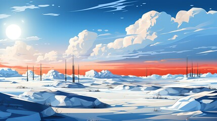 A close-up of ice cores being extracted for climate research, representing scientific efforts to understand historical climate patterns and predict future climate changes. Painting Illustration