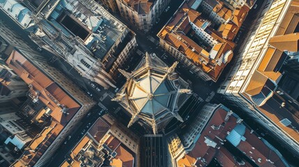 Aerial View of Florence Cathedral and City Streets
