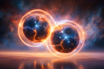 Obraz premium Two atoms are ready to react