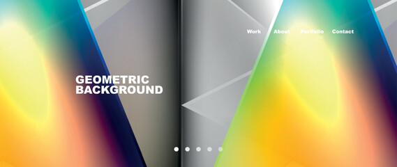 Flowing bright neon gradients geometric abstract background with triangles and lines. Fluid color pattern of color liquid gradient background for wallpaper, banner, background, card, landing page