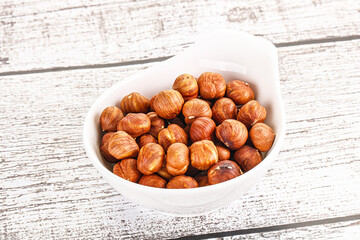 Heap of raw natural hazelnut