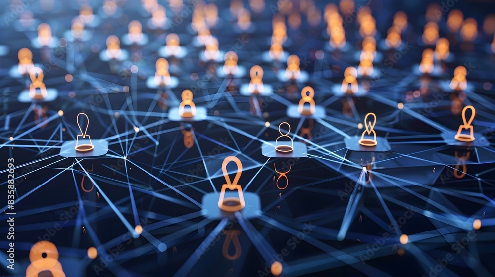 Poster a digital platform gaining value as more users join, illustrated by interconnected nodes and an incr