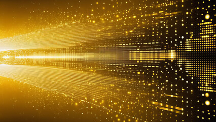 Gold abstract background with bokeh defocused lights. Glare and reflections.