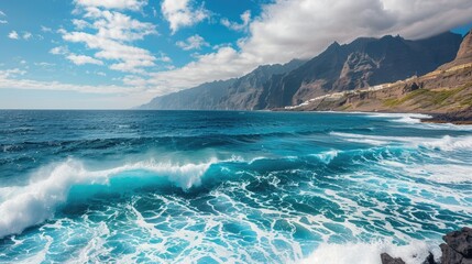 Fototapeta premium Panoramic view of the waves on Tenerife island