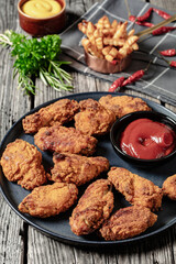 american style fried chicken wings on a plate