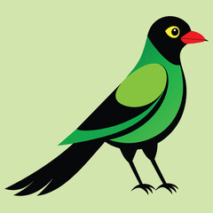 Solid color Common Green Magpie animal vector design