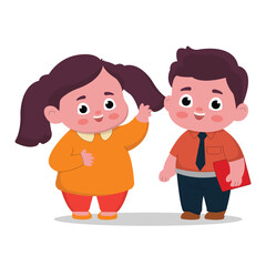 cute male teacher illustration character discussing with friends. flat cartoon style
