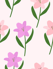 seamless pattern with pink flowers