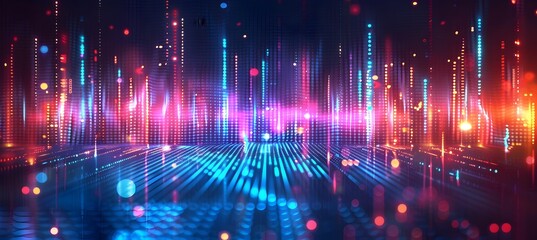 Obraz premium Abstract dark blue background with glowing digital connections and lines, futuristic technology concept banner 