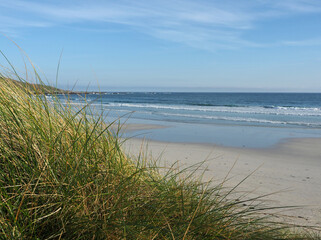 Beach. Isle of Tiree. Scotland. The Isle of Tiree is the most westerly island of the Inner Hebrides. Tiree is known for its beautiful white sand beaches and is popular for surfing and windsurfing 