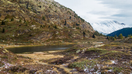 small pond in simplon pass area in valais