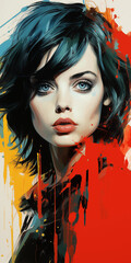 Colorful Dripping Paint Woman's Face