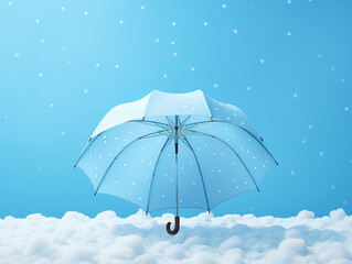 Blue Umbrella On Cloudy Sky Background