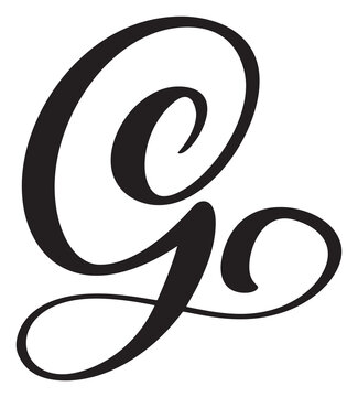 Vector calligraphy hand drawn letter G logo. Script font. Handwritten brush style