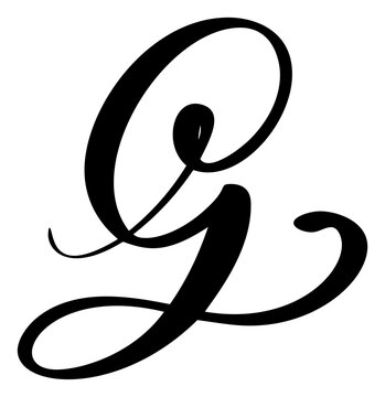 Hand drawn vector calligraphy letter G. Script font logo. Handwritten brush style flourish
