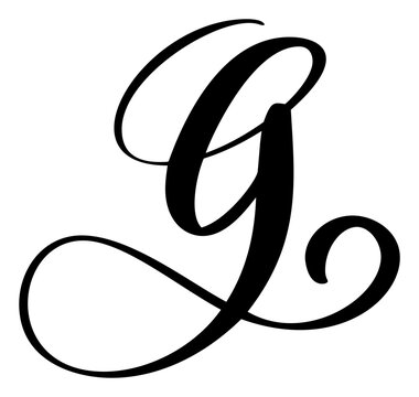 Vector calligraphy hand drawn letter G. Script font logo icon. Handwritten brush style