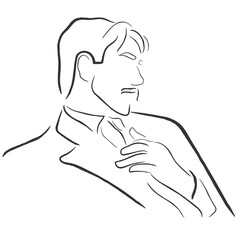 Hand drawn line art vector of a poet. Pain, passion and literature concept.