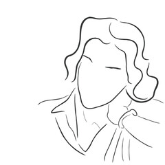 hand drawn line art vector of a vintage woman. Women of old times.