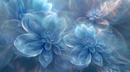 an abstract background image tailored for creative content showcasing translucent blue flowers...