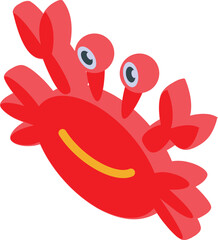 Cheerful and vibrant cartoon smiling crab illustration, perfect for children's educational and marine life themed designs