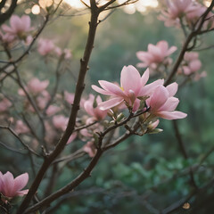 Fototapeta premium a pink flower that is growing on a tree