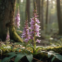 Obraz premium a plant that is growing in the middle of the woods