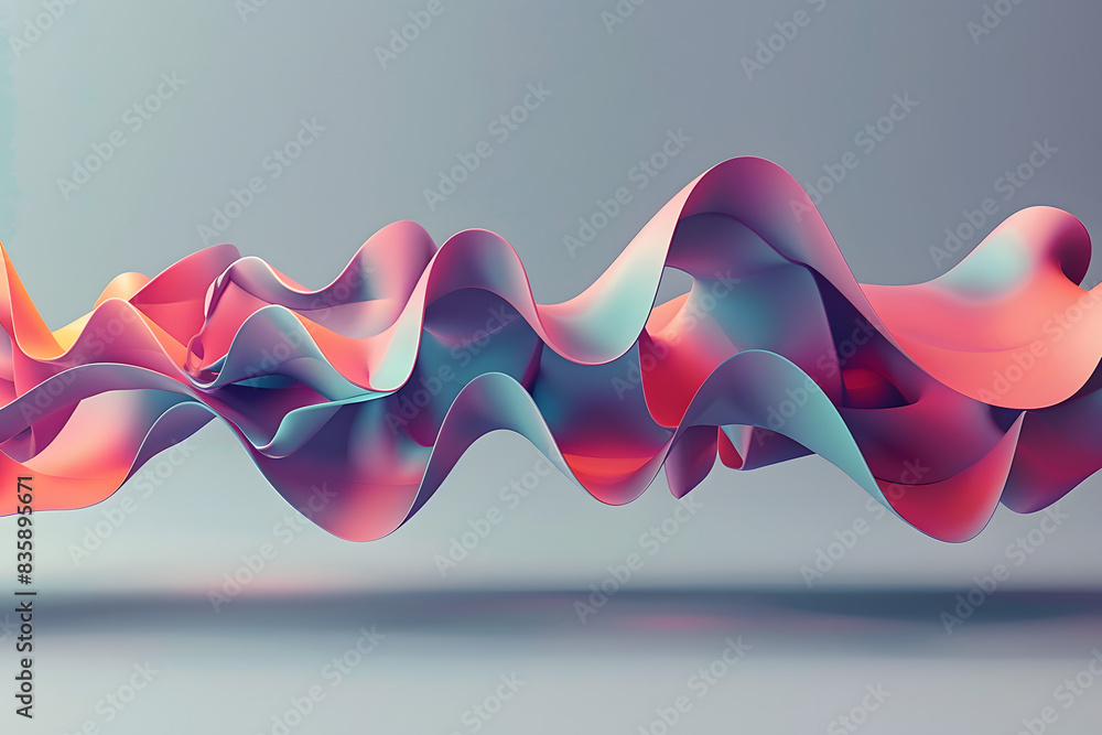Poster a landscape-oriented visual where colorful 3d audio waves