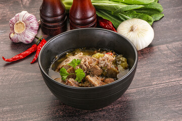 Steamed lamb meat with vegetables