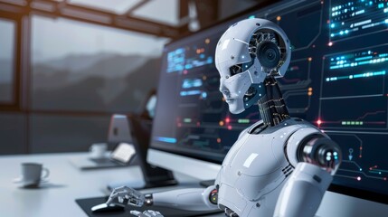 Support Ticket Classification theme side view Classifying support tickets with AI Technology tone Analogous Color Scheme