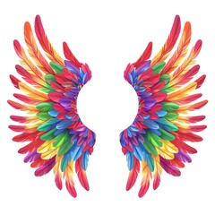 Fototapeta premium Rainbow wings, representing LGBTQIA freedom and expression