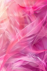 Pink feather background. Abstract dynamic composition. Vector feather illustration