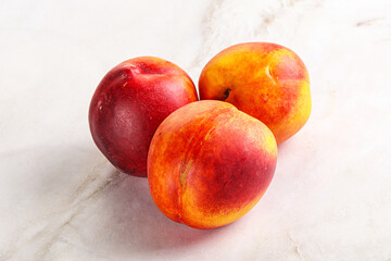 Ripe sweet juicy fresh red nectarines