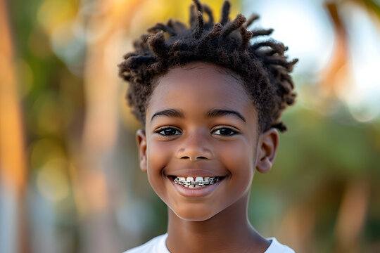 Black Boy With Braces On His Teeth, Dental Treatment, Dentistry