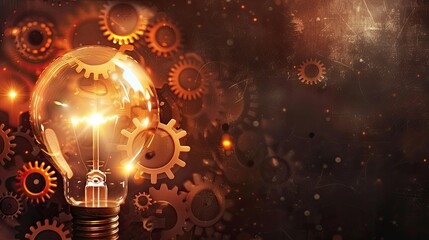 A background featuring a light bulb and gears, symbolizing innovation, creativity, and problem-solving.