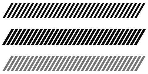 Slash line. Border with diagonal lines. Angle of tilt stripes. Black pattern of footer isolated vector on white background. Eps 10.