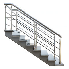 Stainless steel handrails stairs isolated on white background, pop-art, png
